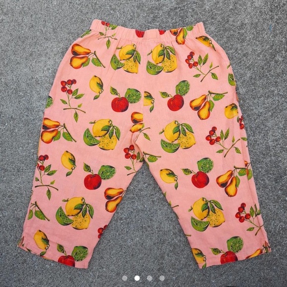 Vintage Linen Capri Fruit Pants - Picture 2 of 4